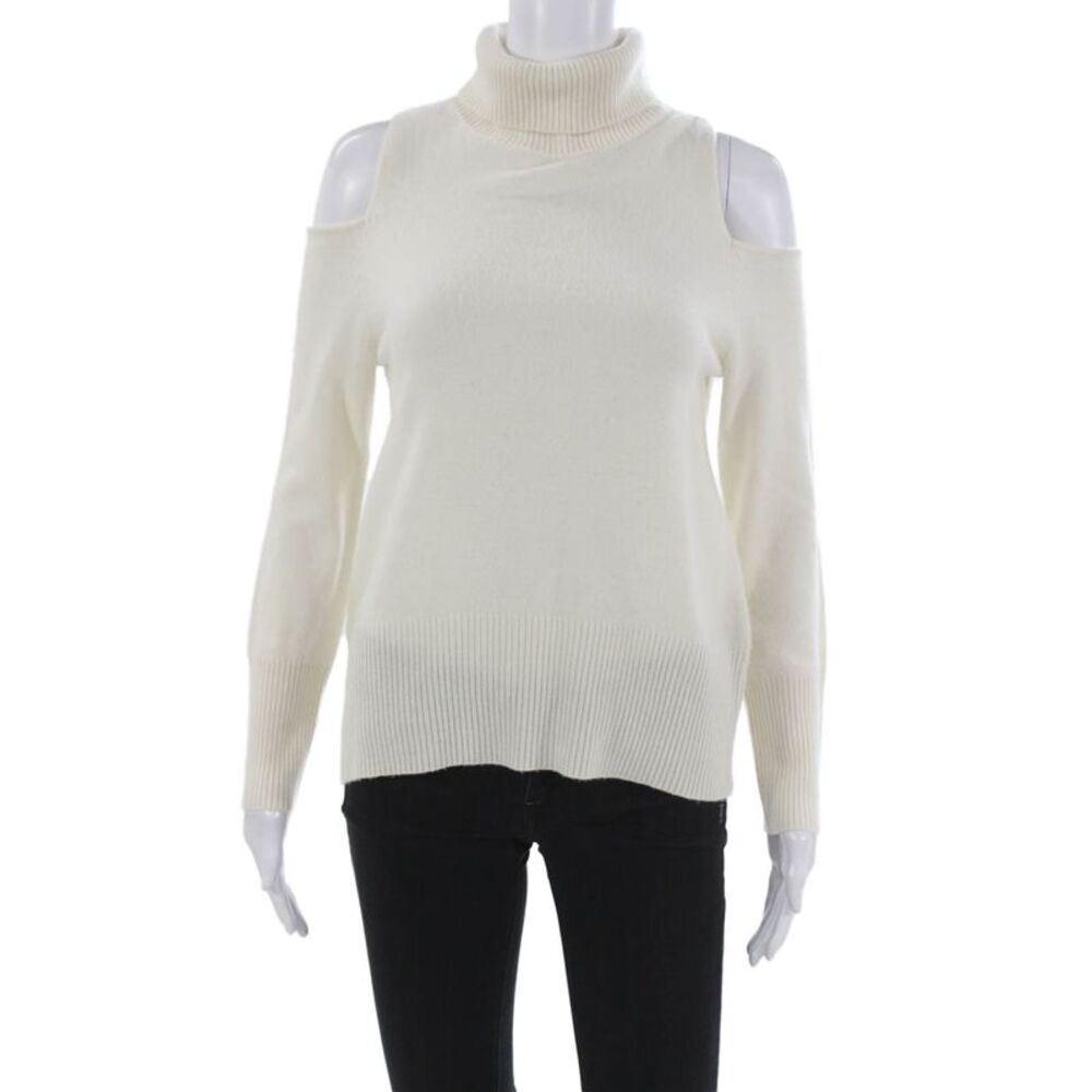 Roi Women Cashmere Turtleneck Pullover Sweater Ivory Long Sleeve Size XS